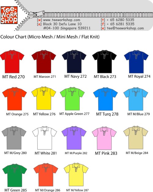 Colour Chart (Micro Mesh & Mini Mesh & Flat Knit)
