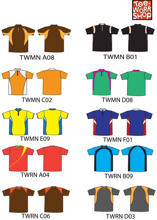 T-shirts Design (Polo & Mandarin Zip & RN)